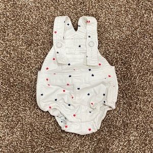 0-3 Month Old Navy Red, White, & Blue Star Romper Overalls